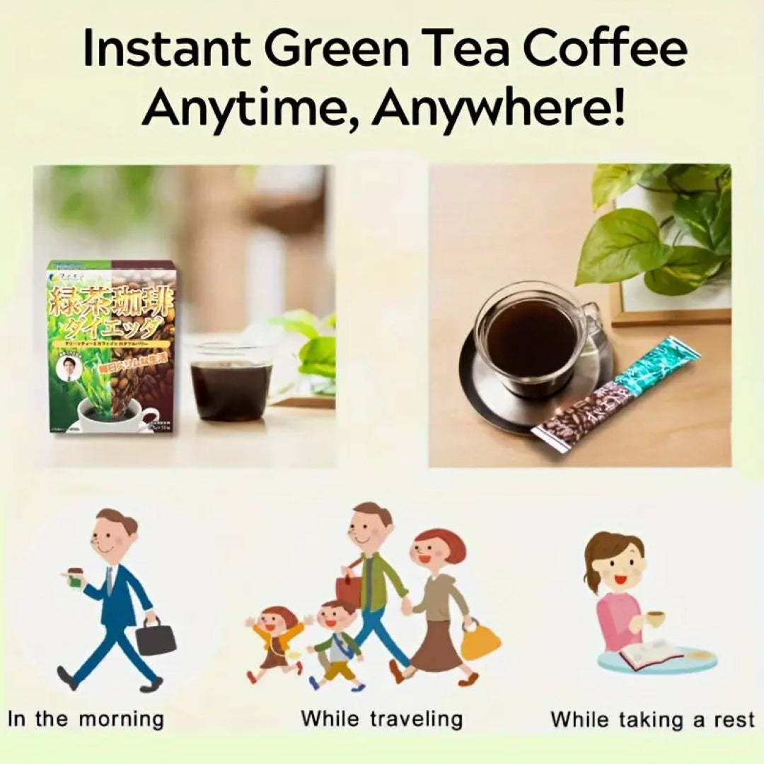 Instant Coffee with Green Tea – Sugar-Free, Vegetarian, Natural Weight Management | 30 Sachets for Fat Burning & Energy Boost - sho Nutrition LLC