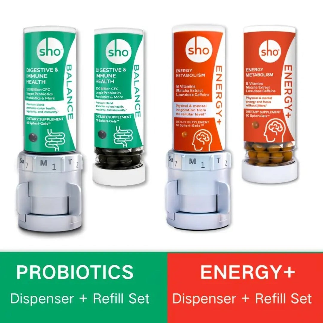 Sho ENERGY+ Vegan Vitamin B Nootropics & BALANCE 5-in-1 Probiotics | Enhanced Focus, Metabolism, Gut Health, Detox & Radiant Skin | Made in Japan - sho Nutrition LLC