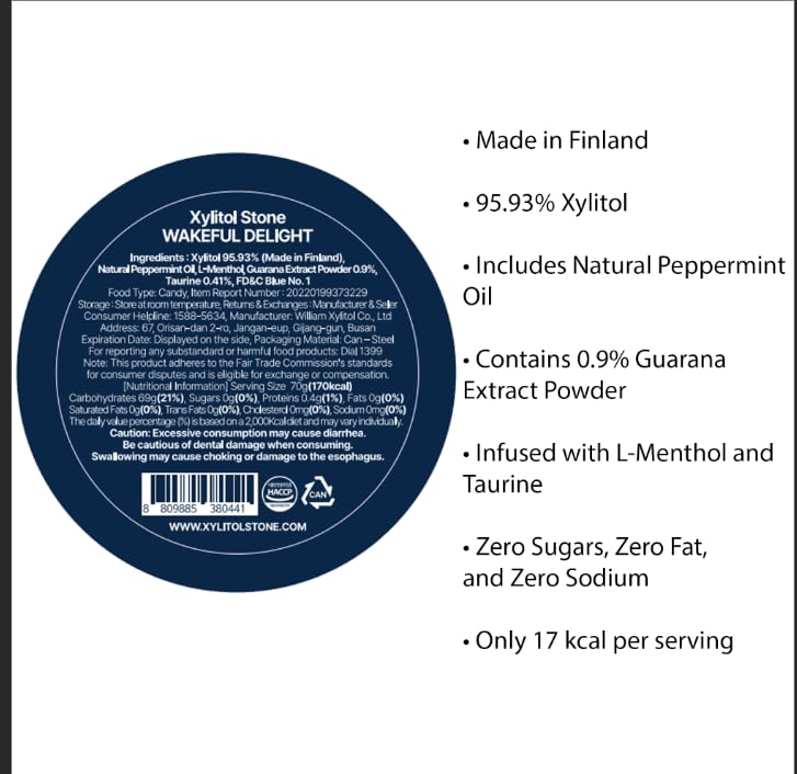 Xylitol Stone Sugar Free Hard Candy | 100% Finnish Xylitol Mints Health Conscious Snack | Refreshing Breath Mints 70g, Wakeful Delight Flavor (Clears Sinuses) - sho Nutrition LLC