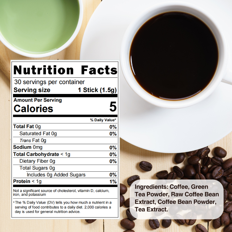 Instant Coffee with Green Tea – Sugar-Free, Vegetarian, Natural Weight Management | 30 Sachets for Fat Burning & Energy Boost - sho Nutrition LLC