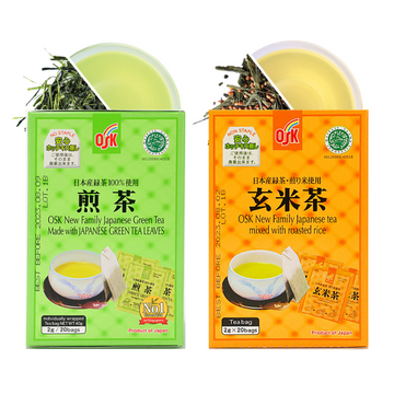 OSK Sencha Green Tea & OSK Genmaicha Roasted Rice Tea – Authentic Japanese Teabags, 40ct, Fresh & Nutty Flavor, Zero Calories, Sugar-Free, Hot or Cold Brew - Combo Pack - sho Nutrition LLC