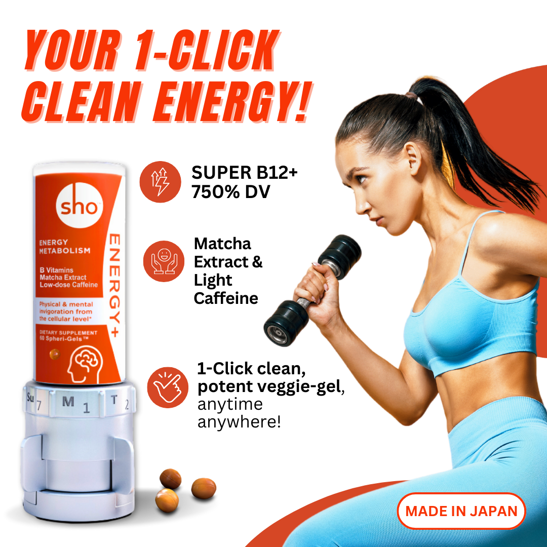 sho ENERGY+ Vegan Vitamin B Nootropics Spheri-Gels | 60 Count for Enhanced Metabolism & Focus - sho Nutrition LLC