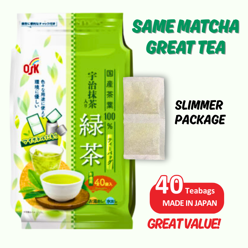 OSK Japanese Green Tea Bags Sencha, 50ct/20ct, Hot or Cold Brew, Antioxidants, Zero Calories, Sugar-Free - sho Nutrition LLC