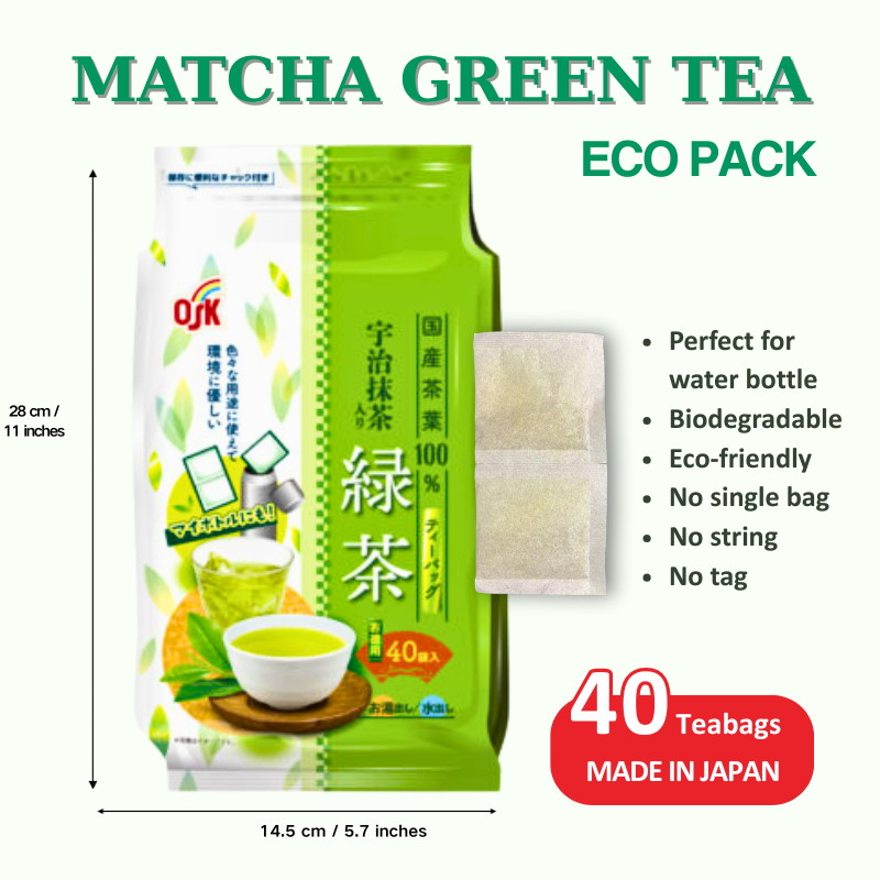 OSK Japanese Green Tea Bags Sencha, 50ct/20ct, Hot or Cold Brew, Antioxidants, Zero Calories, Sugar-Free - sho Nutrition LLC