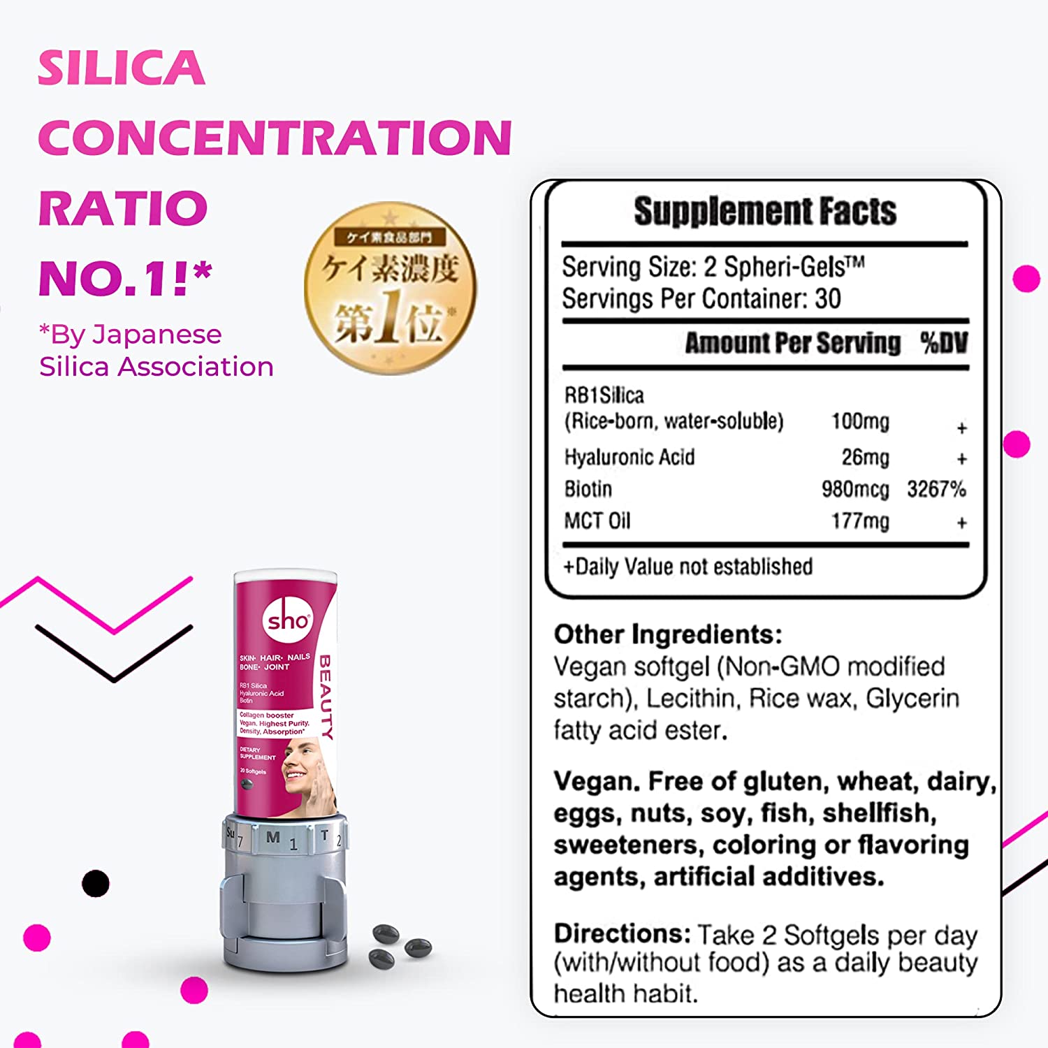sho BEAUTY: Silica 4-in-1 Hair, Skin, Nail Supplements - sho Nutrition LLC
