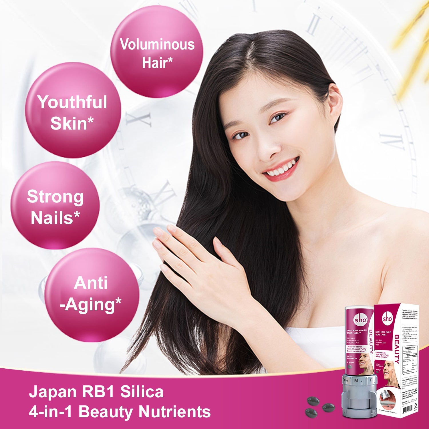 sho BEAUTY: Silica 4-in-1 Hair, Skin, Nail Supplements - sho Nutrition LLC