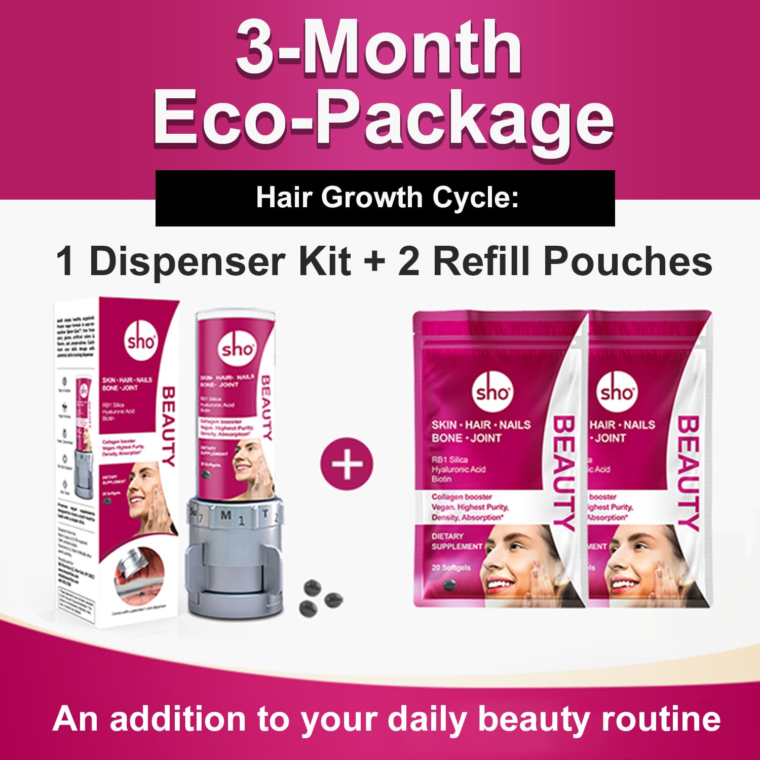 sho BEAUTY: Silica 4-in-1 Hair, Skin, Nail Supplements - sho Nutrition LLC